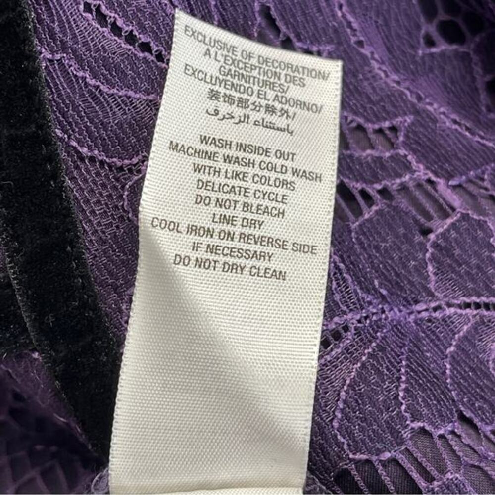 Juicy Couture Purple Lace Dress Black Velvet Trim Mini Black Label‎ - Picture 6 of 13